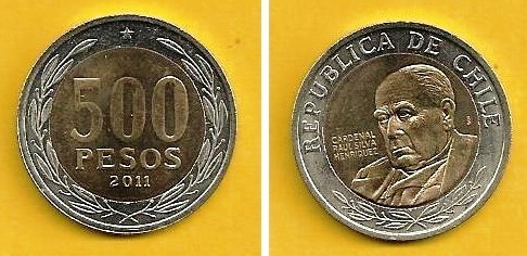Chile - 500 Pesos 2011 (Km# 235)