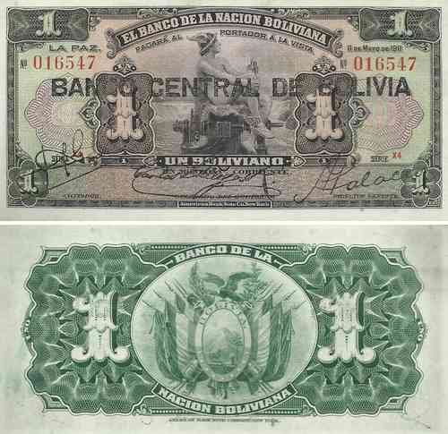 Bolivia - 1 Boliviano 1911 (# 112)