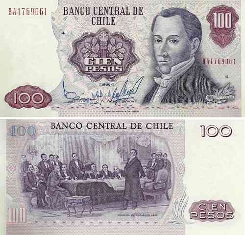 Chile - 100 Pesos 1984 (# 152b)
