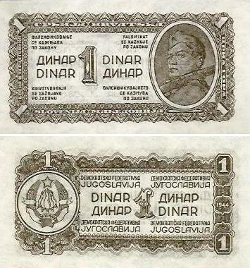 Jugoslavia - 1 Dinar 1944 (# 48a)