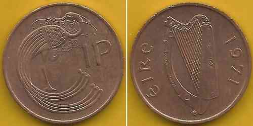 Irlanda - 1 Penny 1971 (Km# 20)