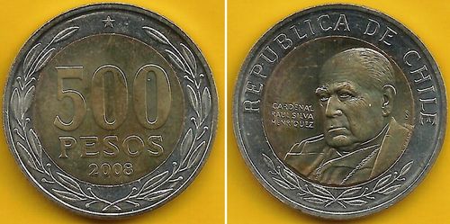 Chile - 500 Pesos 2008 (Km# 235)