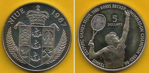 Niue - 5 Dolares 1987 (Km# 1) Boris Becker