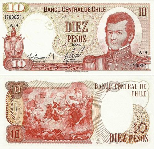 Chile - 10 Pesos 1975 (# 150a)
