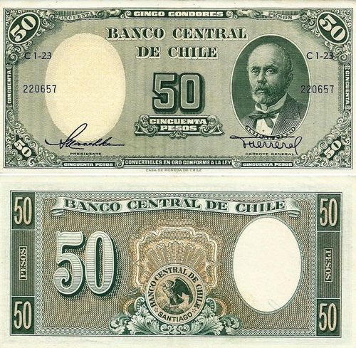 Chile - 50 Pesos 1958/59 (# 121a)