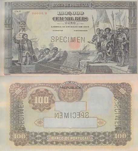 Portugal - 100$000 Reis 1908 (# NL)