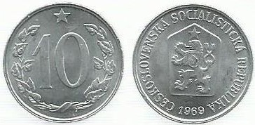 Checoslováquia - 10 Haleru 1969 (Km# 49)
